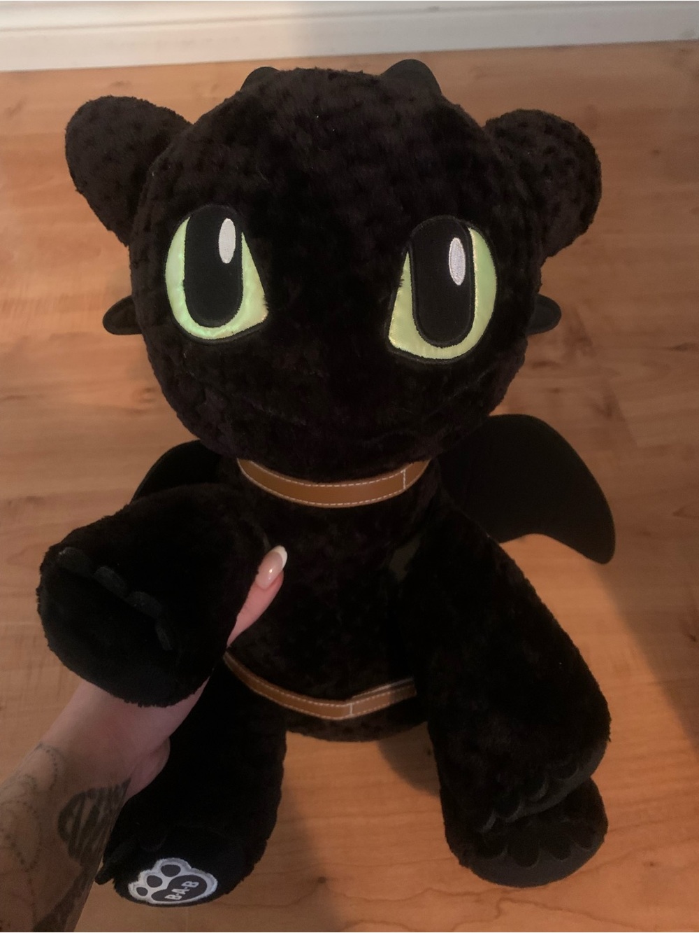Build-A-Bear Black Dragon Plush with Green Eyes